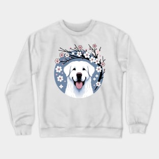 Braque Francais Pyrenean Enjoys Spring's Cherry Blossoms Crewneck Sweatshirt